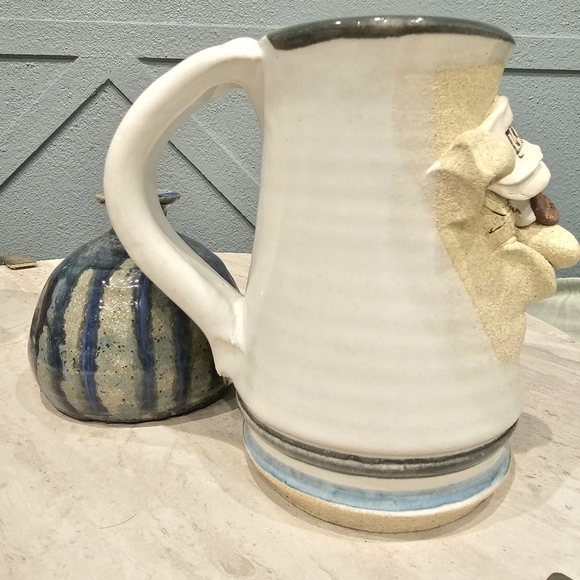 Stoneware Pottery Mug Mahon Folk Art Ugly Face Coffee Mug - Picture 2 of 7